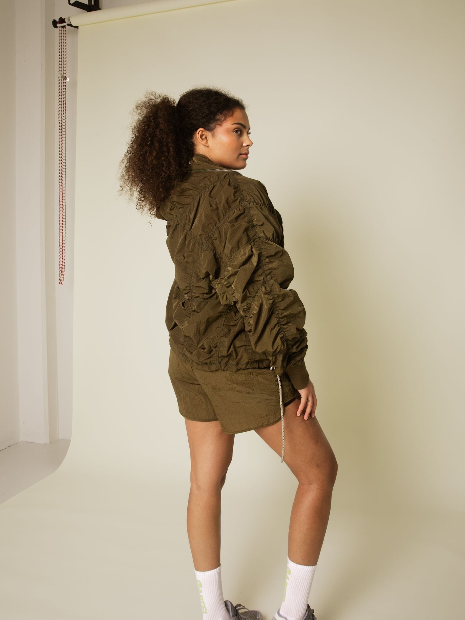 Ridge parachute zip removable hood jacket - Moss