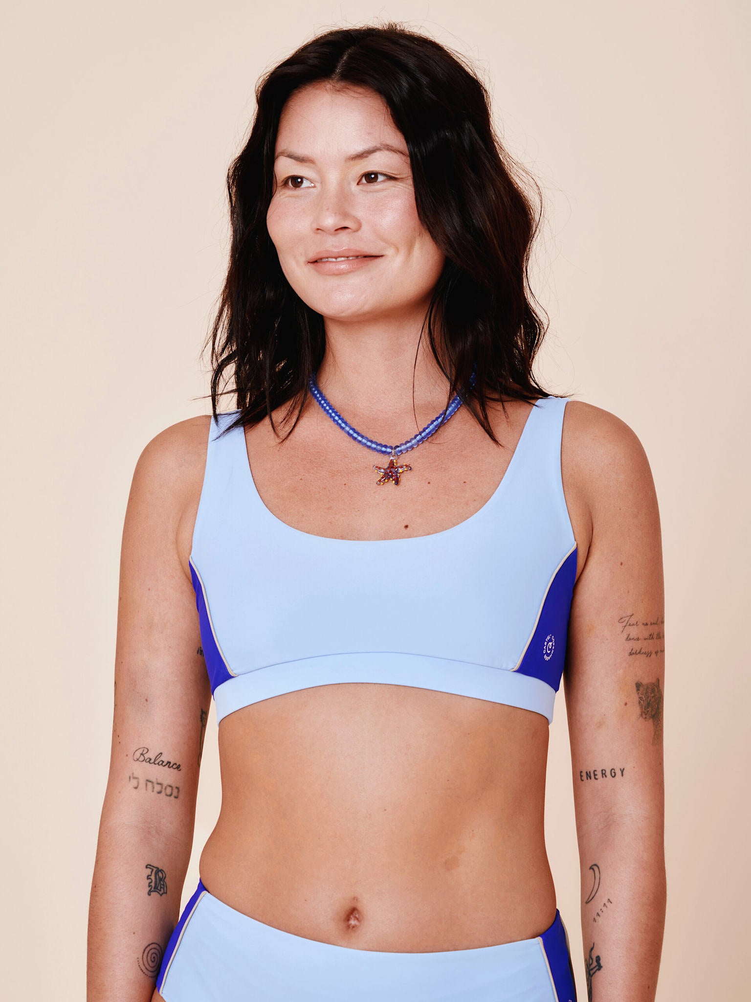 Agung Colorblock sporty bikini top - Clear/Cartel Blue