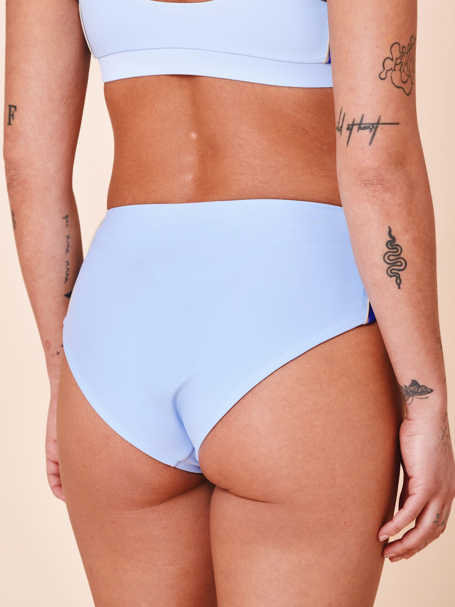 Ubud Colorblock højtaljet bikini underdel - Clear/Cartel Blue