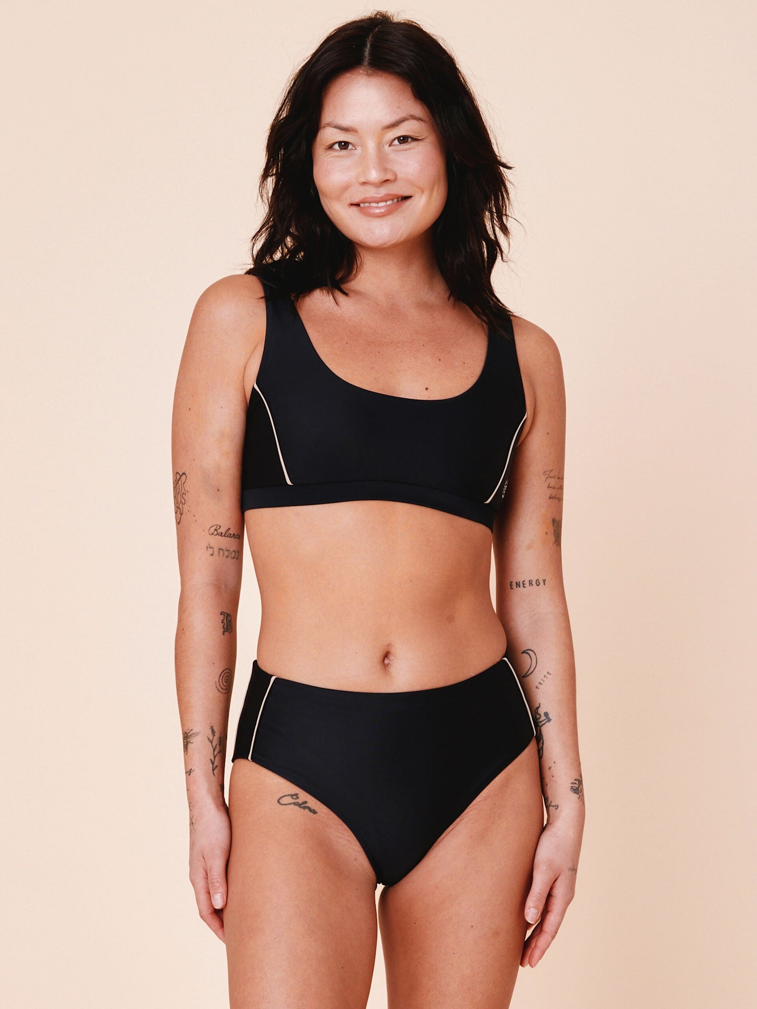 Ubud Colorblock højtaljet bikini underdel - Nero