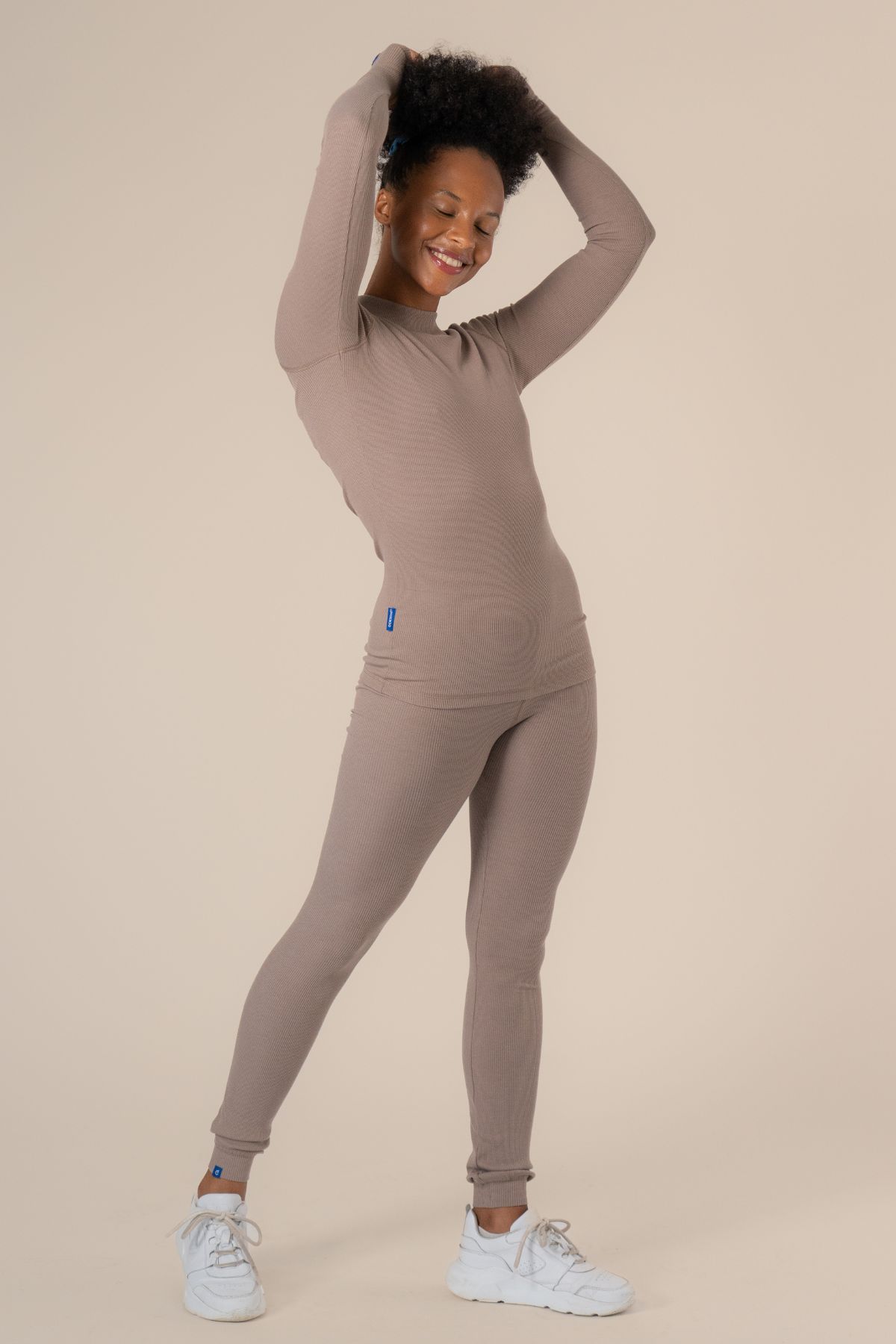 Algae ribbed OCN Weed® leggings - Taupe