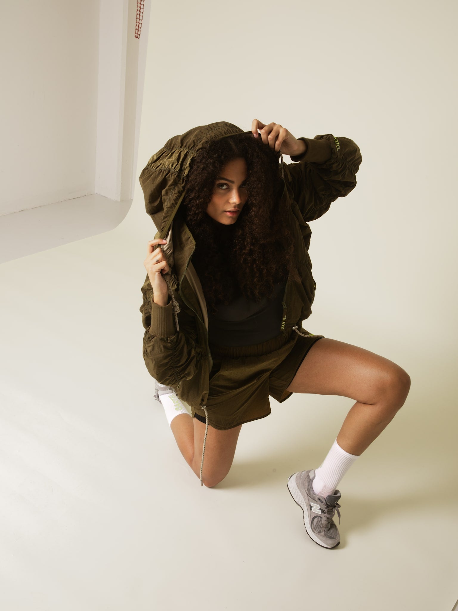 Ridge parachute zip removable hood jacket - Moss