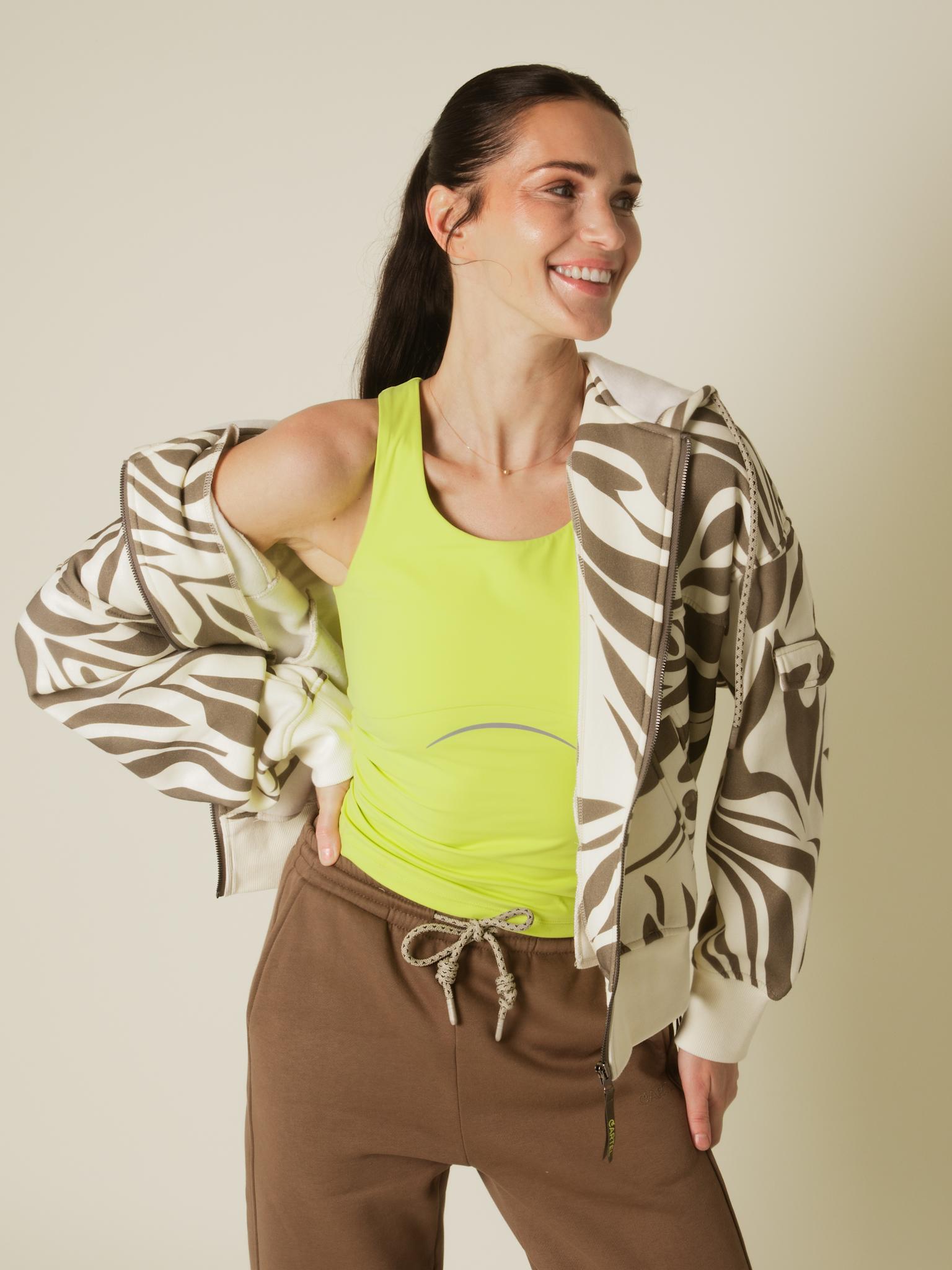 Roam sweatshirt zip hooded jacket - Zebra Hazel