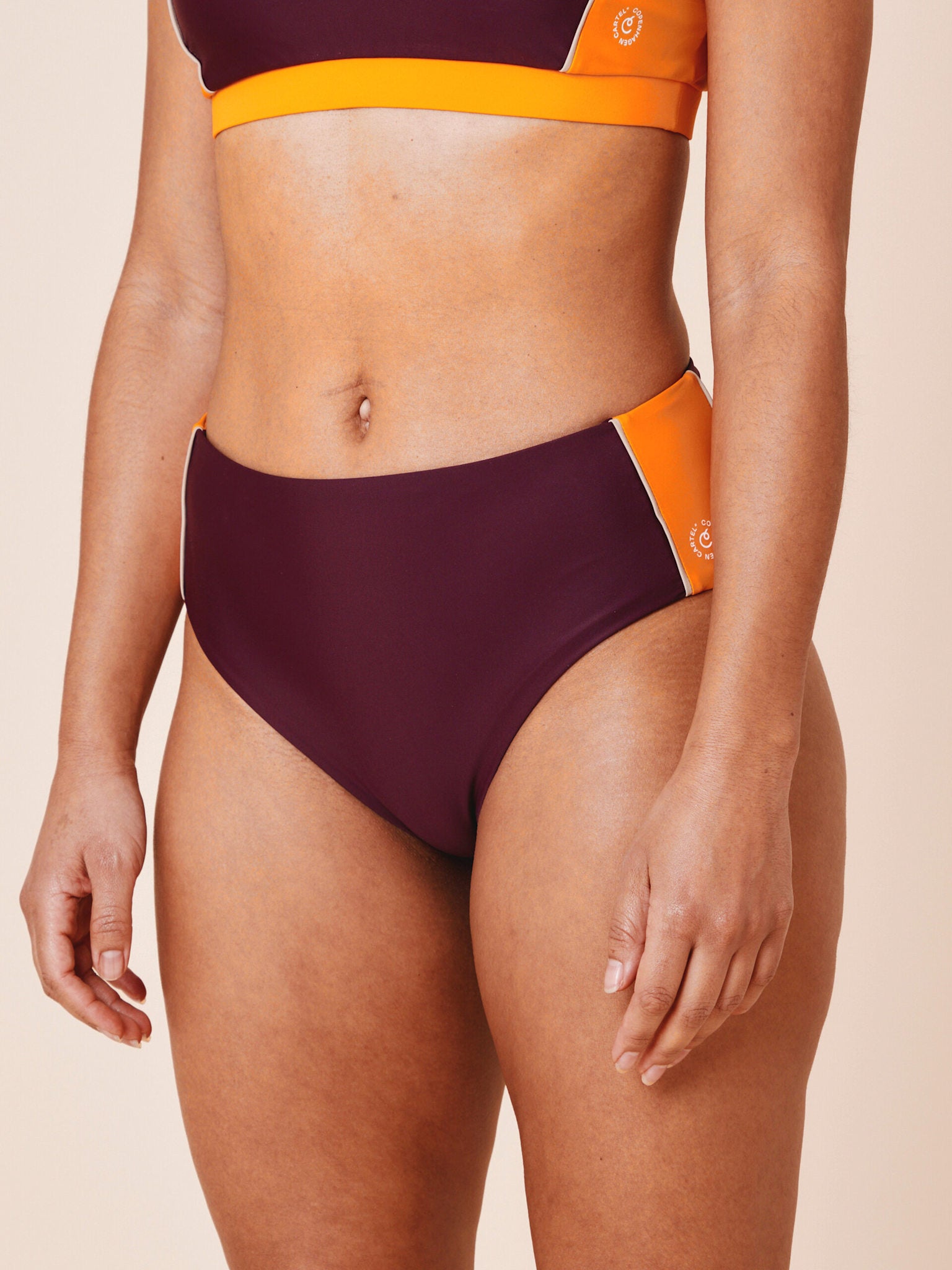 Ubud Colorblock high-waisted bikini bottom - Deep/Flame
